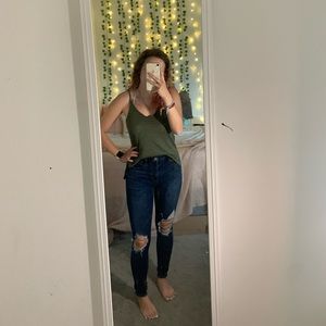 Dark green v-neck tank top